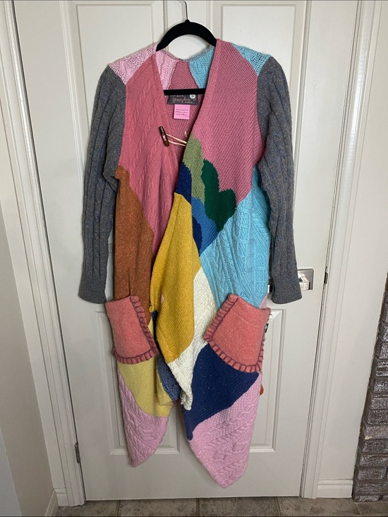 With Love Honeybea Sweaters - Colorblock Patchwork Long Cardigan Sweater
